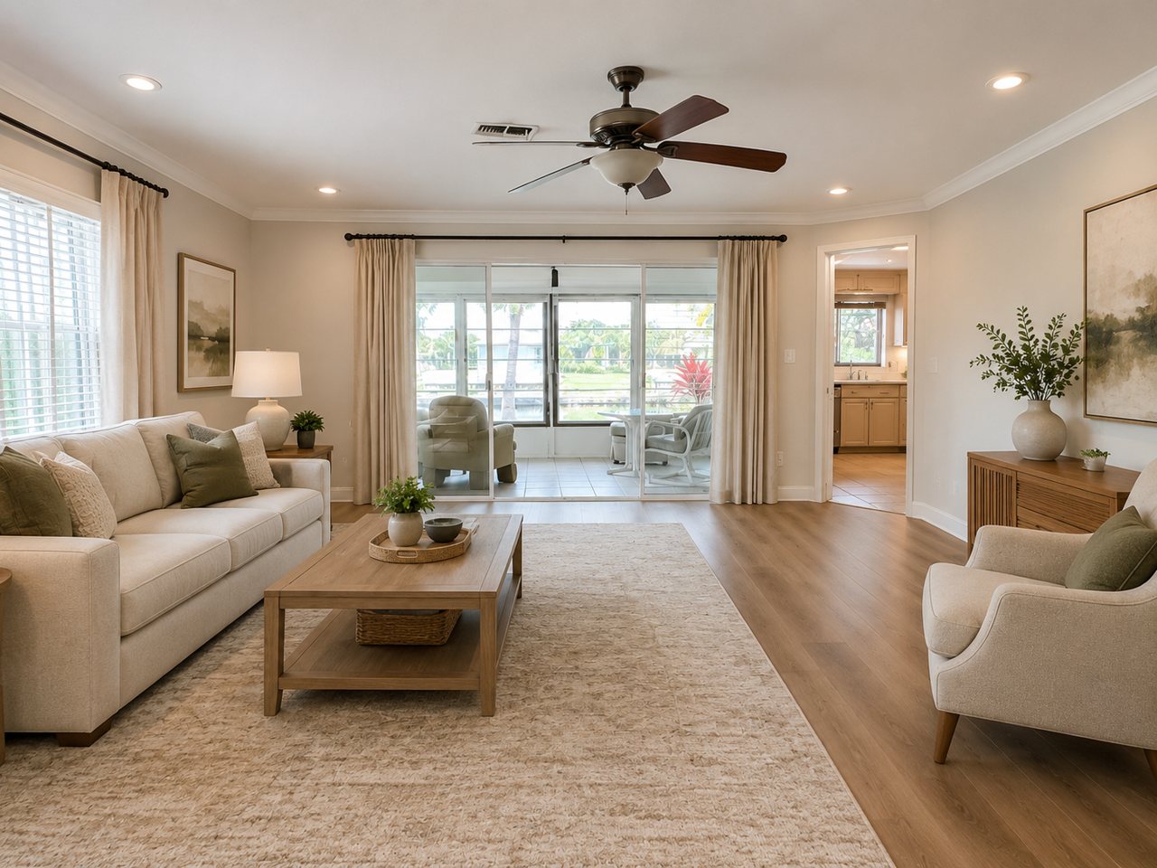 Remodeled living room in Florida